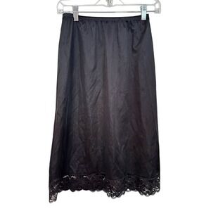 Lorraine Vintage Nylon Half Slip‎ Women's Small Black Lace Coquette Girl